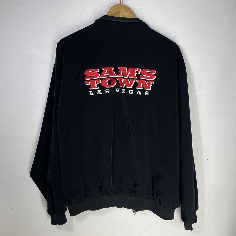Vintage Las Vegas Jacket XXL Black Embroidered Casino Bomber Full Zip